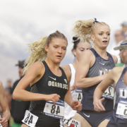 Emily Covert and other female athletes running