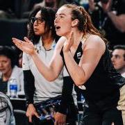 Colorado women's basketball player Frida Formann cheers on her team